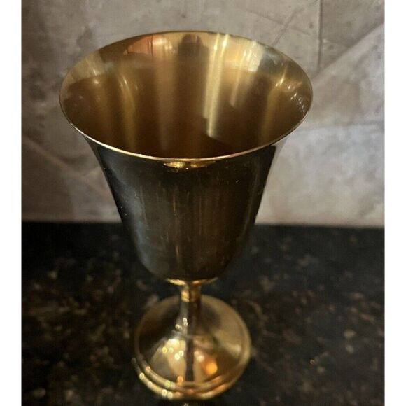 Gorham Giftware Vintage Gold Tone Stemmed Goblet L433 - Picture 4 of 6